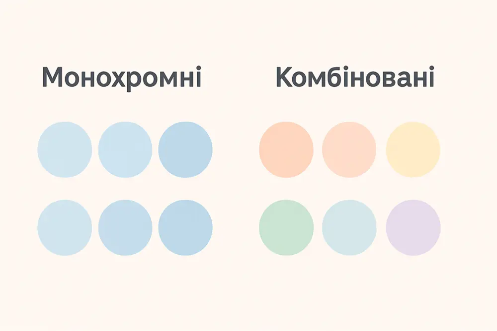 пастельні відтінки бувають монохромними та комбінованими