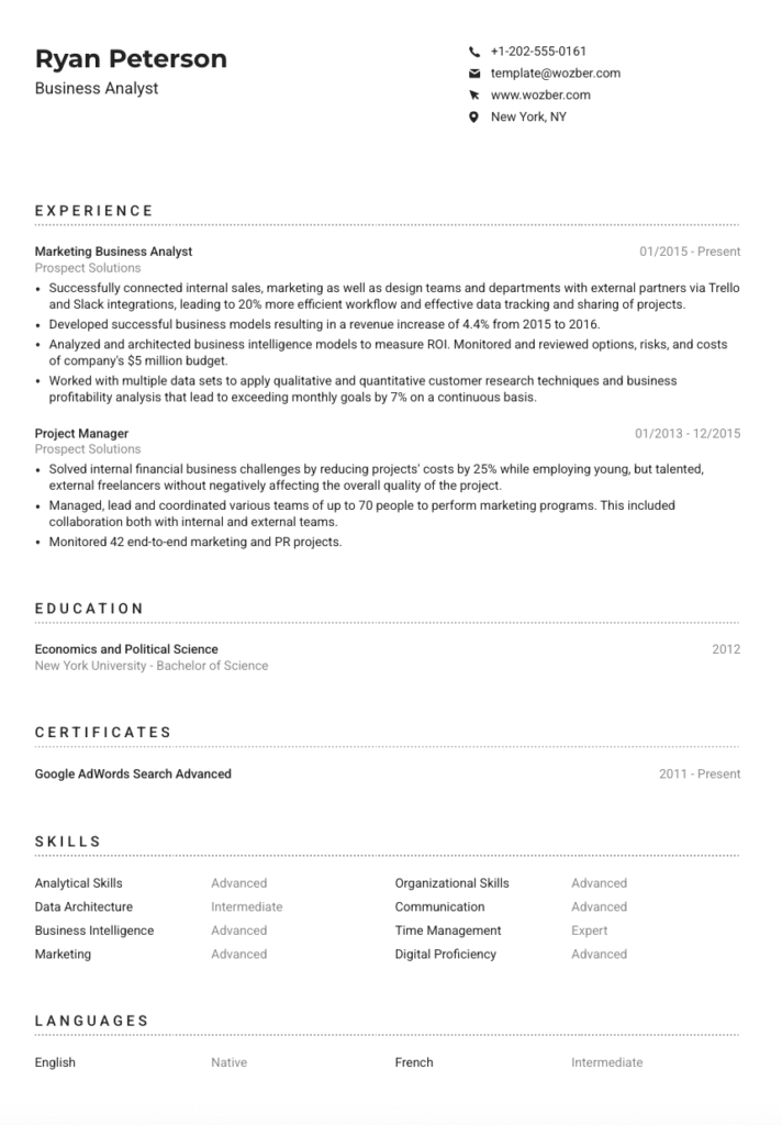 Зразок резюме з правильною структурою