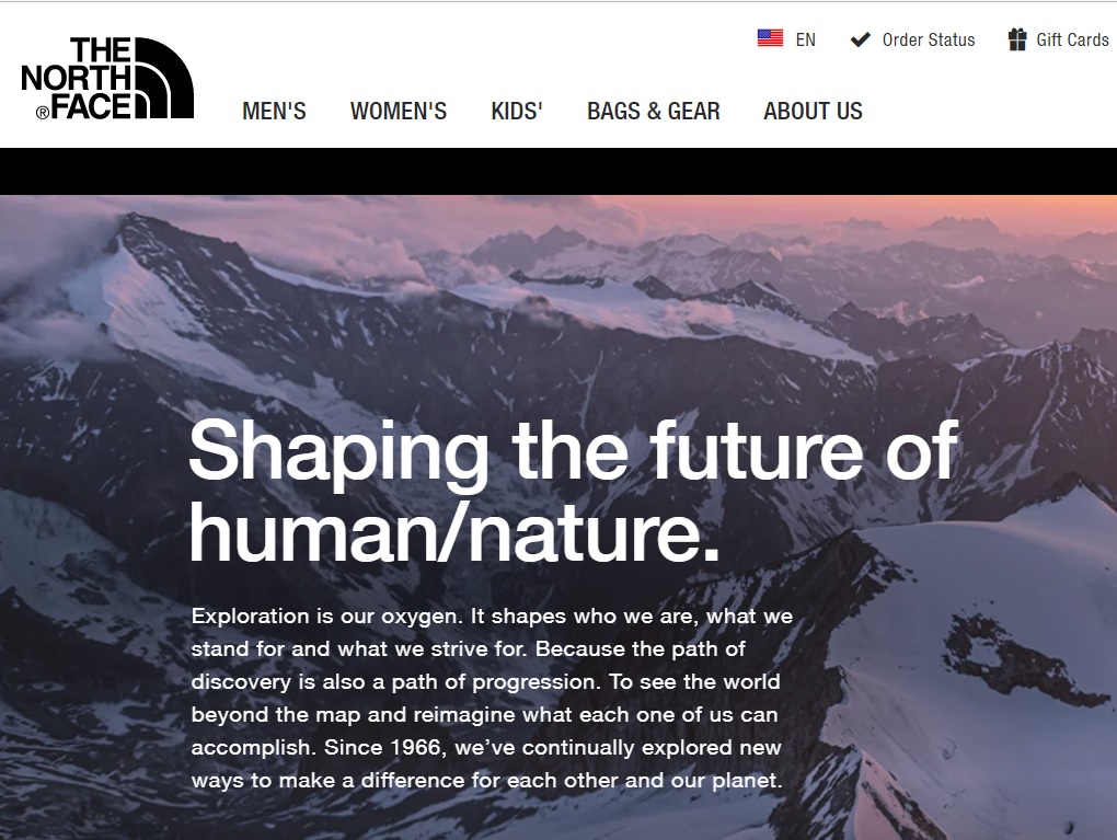 Унікальна торгова пропозиція Приклад The North Face: Формуємо майбутнє людини та природи.
