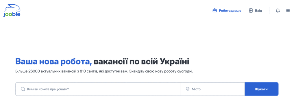 Платформа для пошуку роботи Jooble