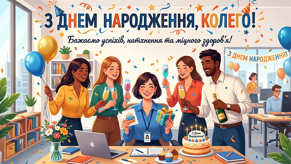 Картинки привітання з днем народження для колег