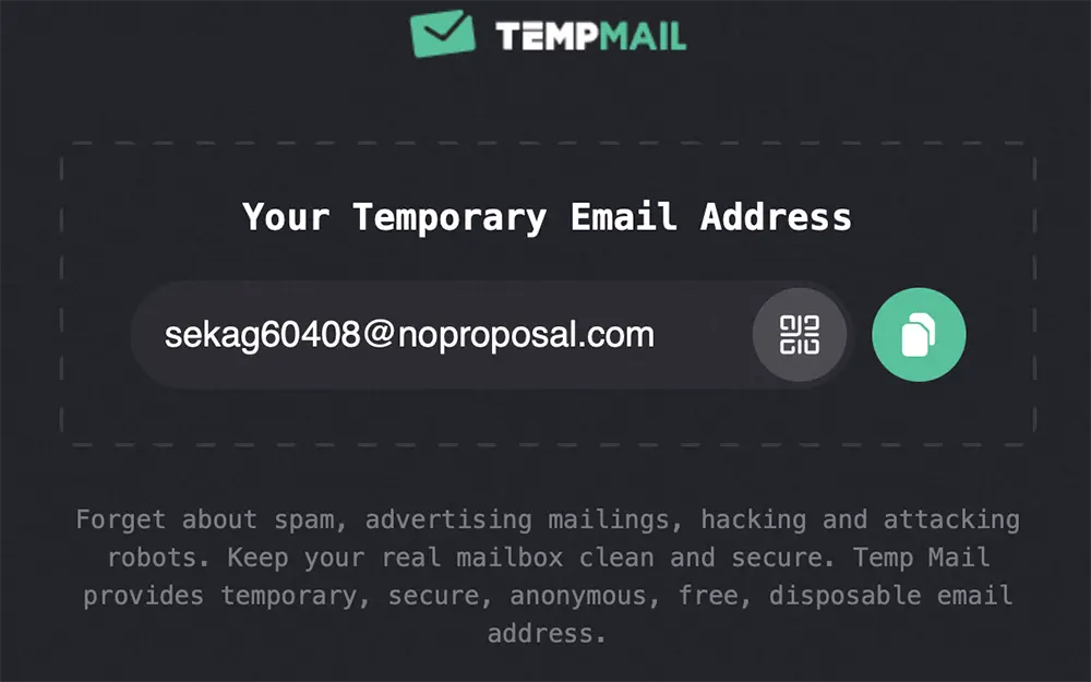 Сервис одноразовой почты Temp Mail