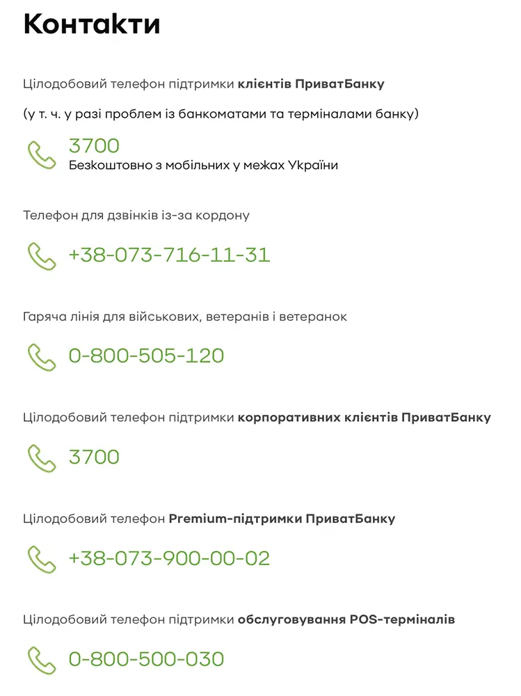 Гаряча лінія ПриватБанк: зв'язок з оператором Приват24 - номери